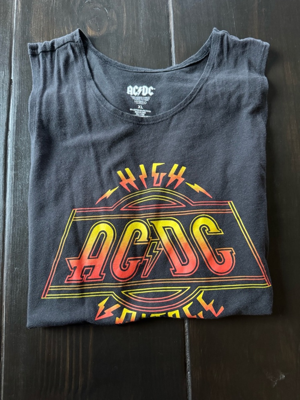 AC/DC Black Tee with Red and Yellow Logo